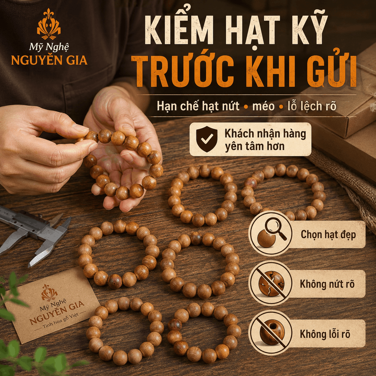 V&ograve;ng Tay Gỗ Ngọc Am Thơm Nhẹ, Đủ Cỡ Dễ Đeo