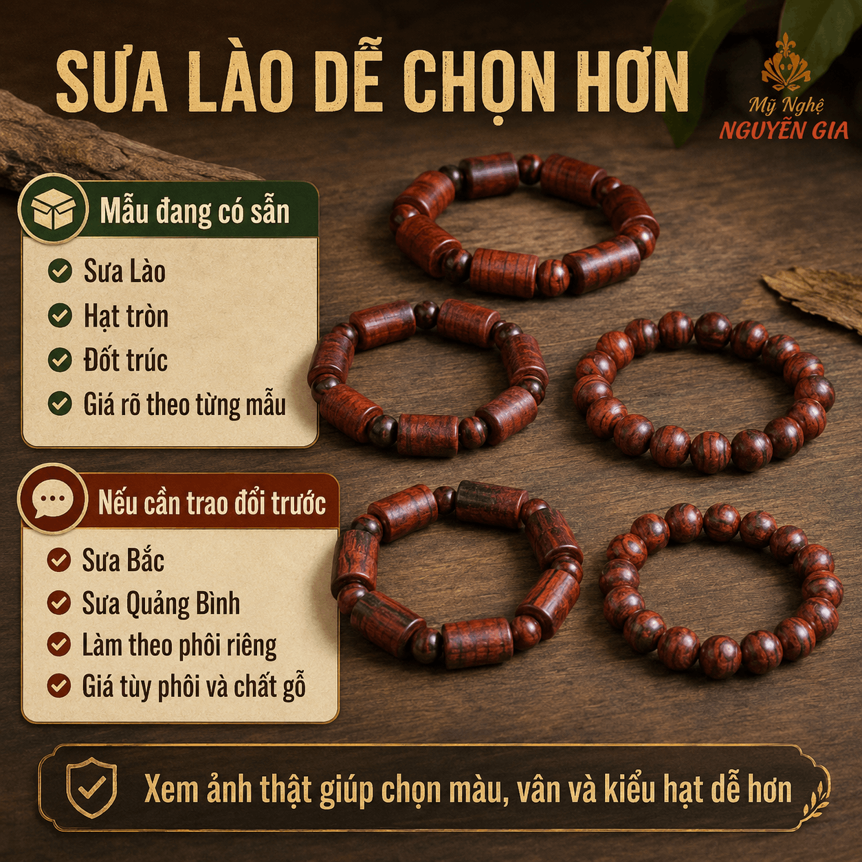 Vòng Tay Gỗ Sưa Lào, Vòng Gỗ Sưa Đặt Theo Phôi
