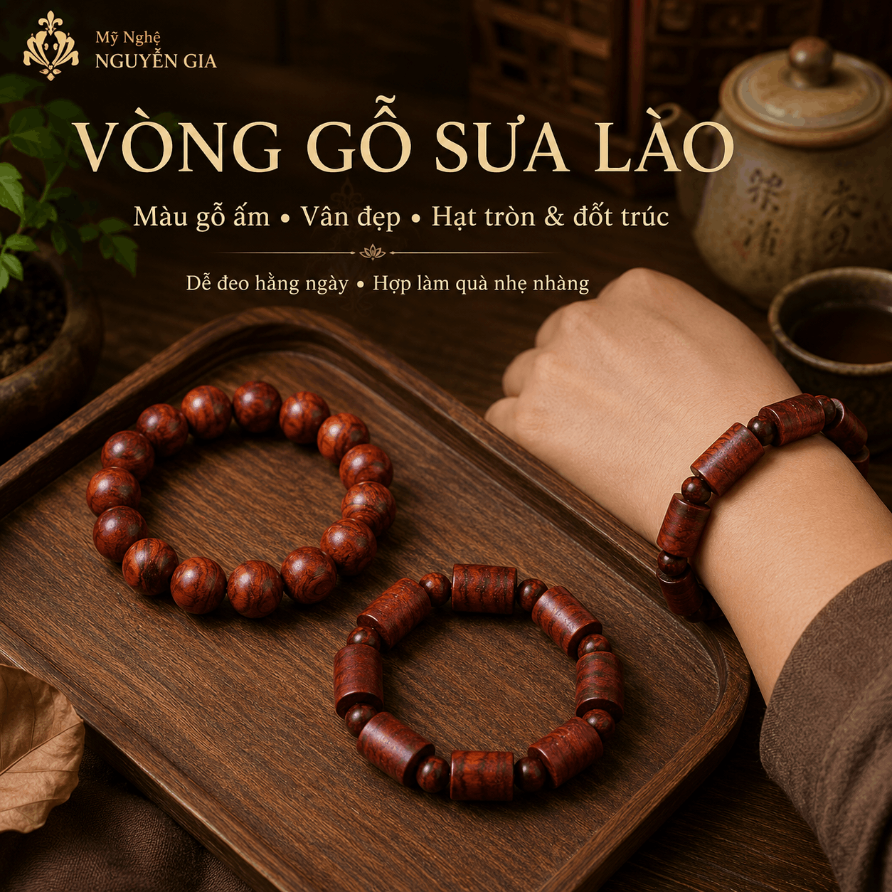 Vòng Tay Gỗ Sưa Lào, Vòng Gỗ Sưa Đặt Theo Phôi