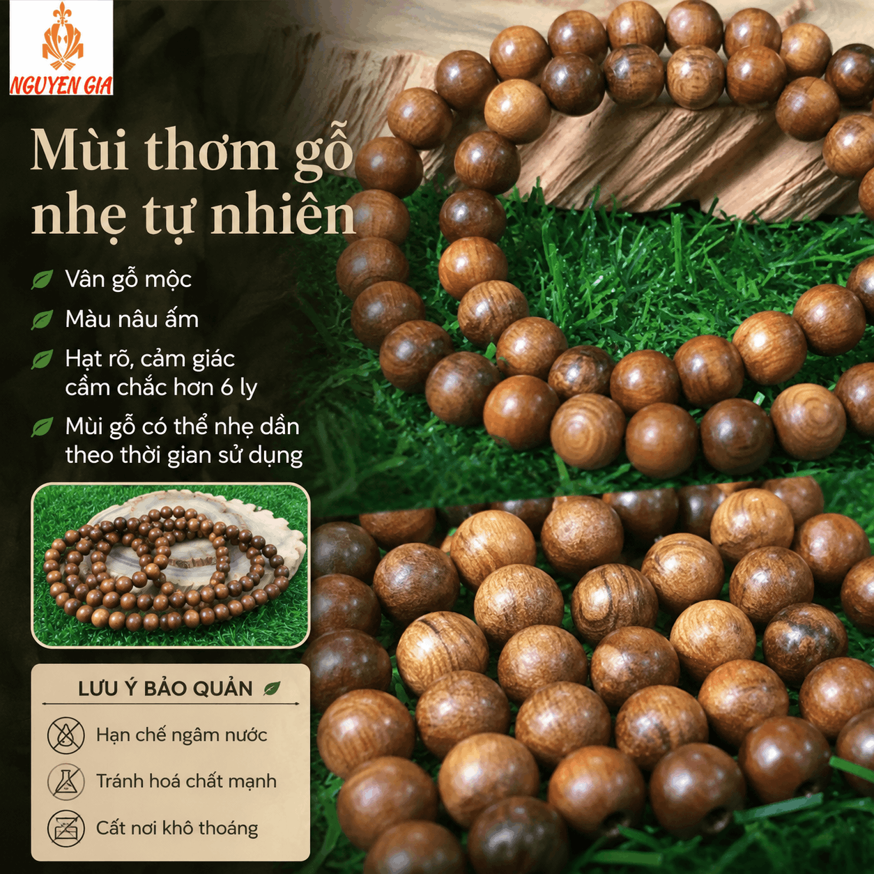 Chuỗi 108 Hạt Gỗ Bách Xanh 8 Ly Dễ Dùng, Thơm Nhẹ