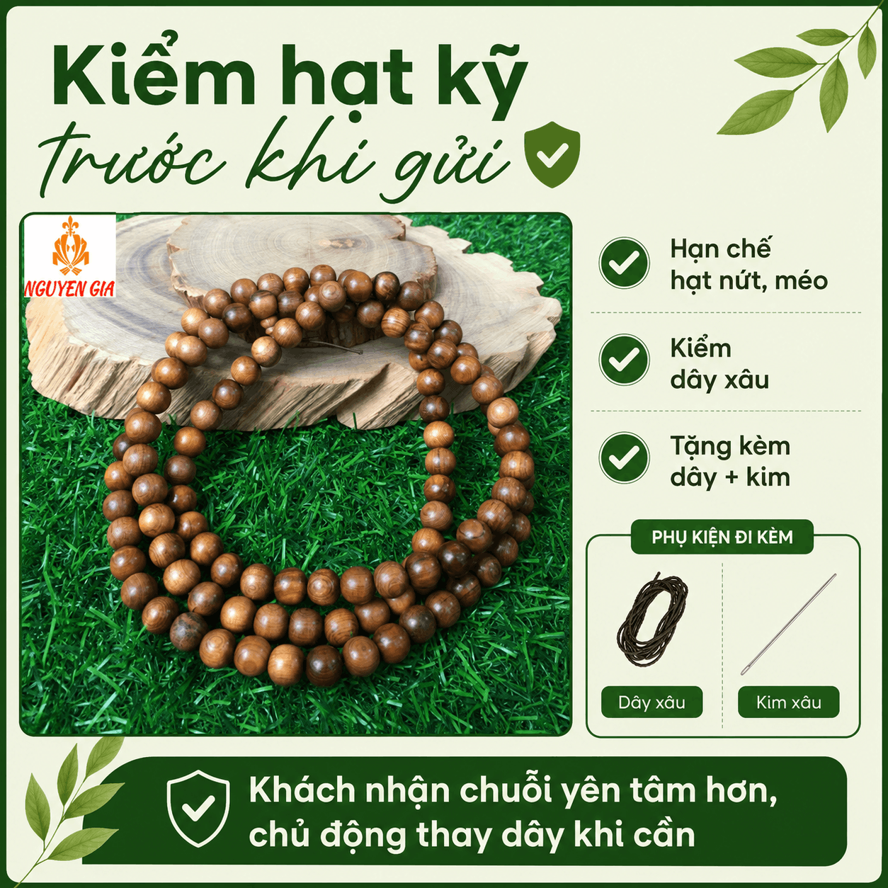 Chuỗi 108 Hạt Gỗ Bách Xanh 8 Ly Dễ Dùng, Thơm Nhẹ