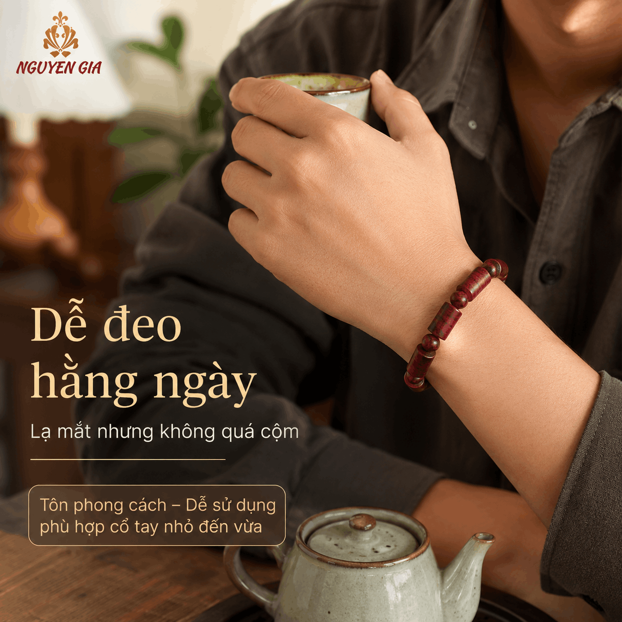 Vòng Tay Gỗ Sưa Lào Đốt Trúc 10 Ly, Dáng Lạ Nhưng Gọn