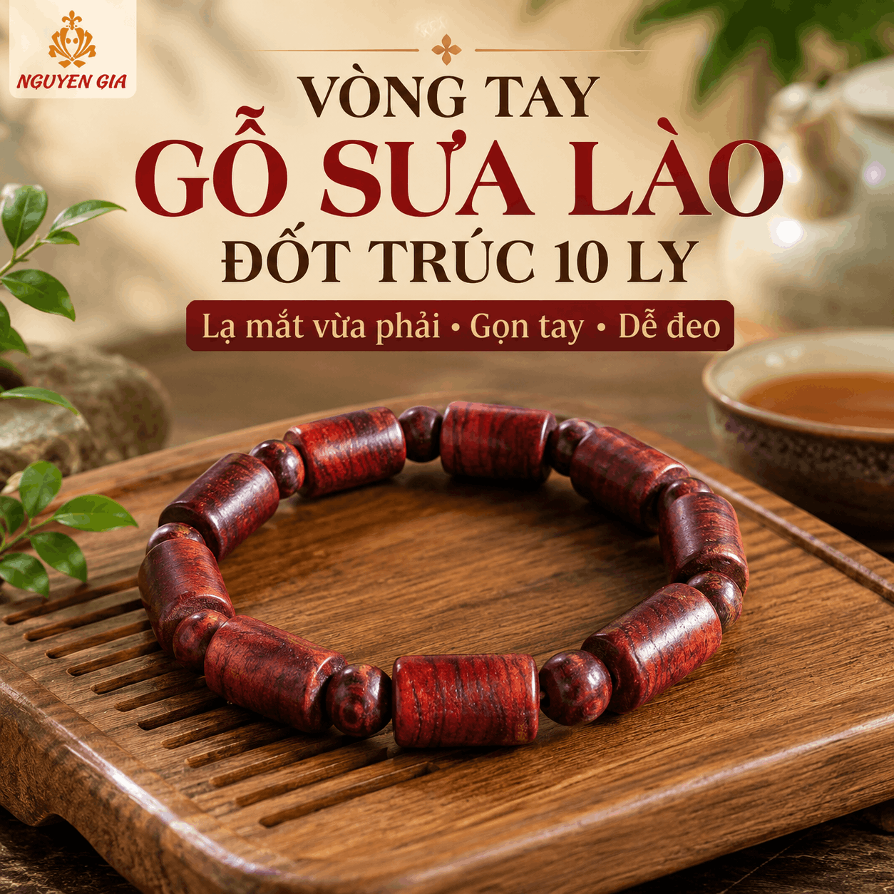 Vòng Tay Gỗ Sưa Lào Đốt Trúc 10 Ly, Dáng Lạ Nhưng Gọn