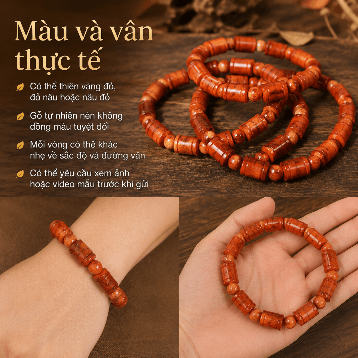 Vòng Huyết Long Đốt Trúc 10 Ly Xen Hạt Tròn 8 Ly