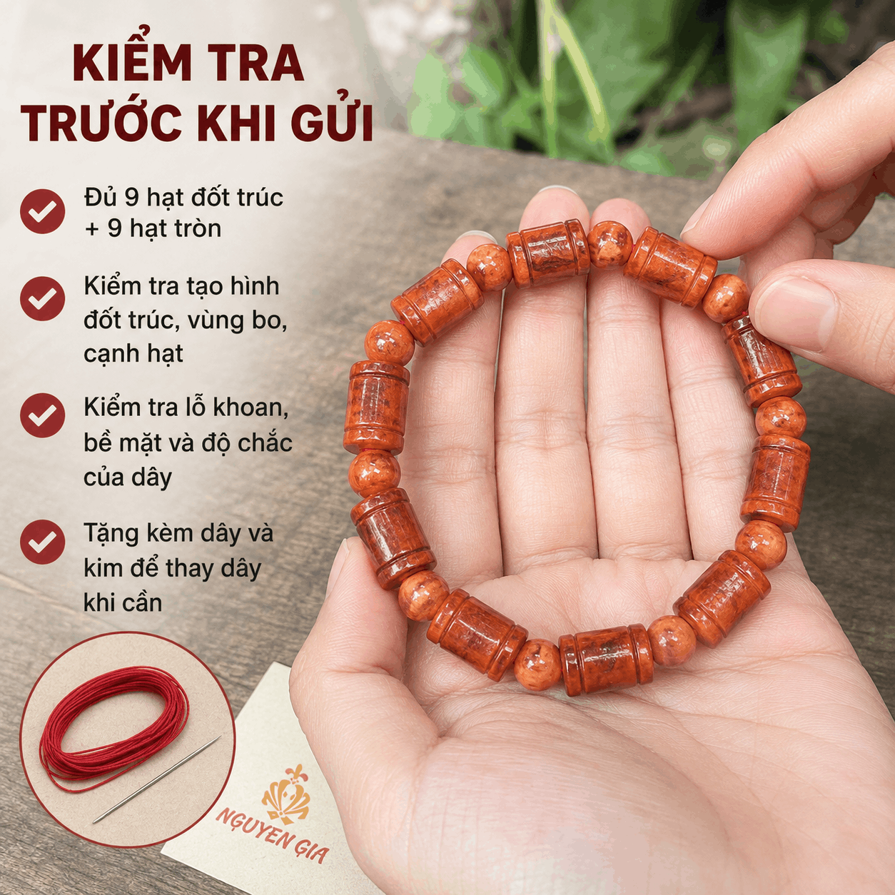 Vòng Huyết Long Đốt Trúc 10 Ly Xen Hạt Tròn 8 Ly