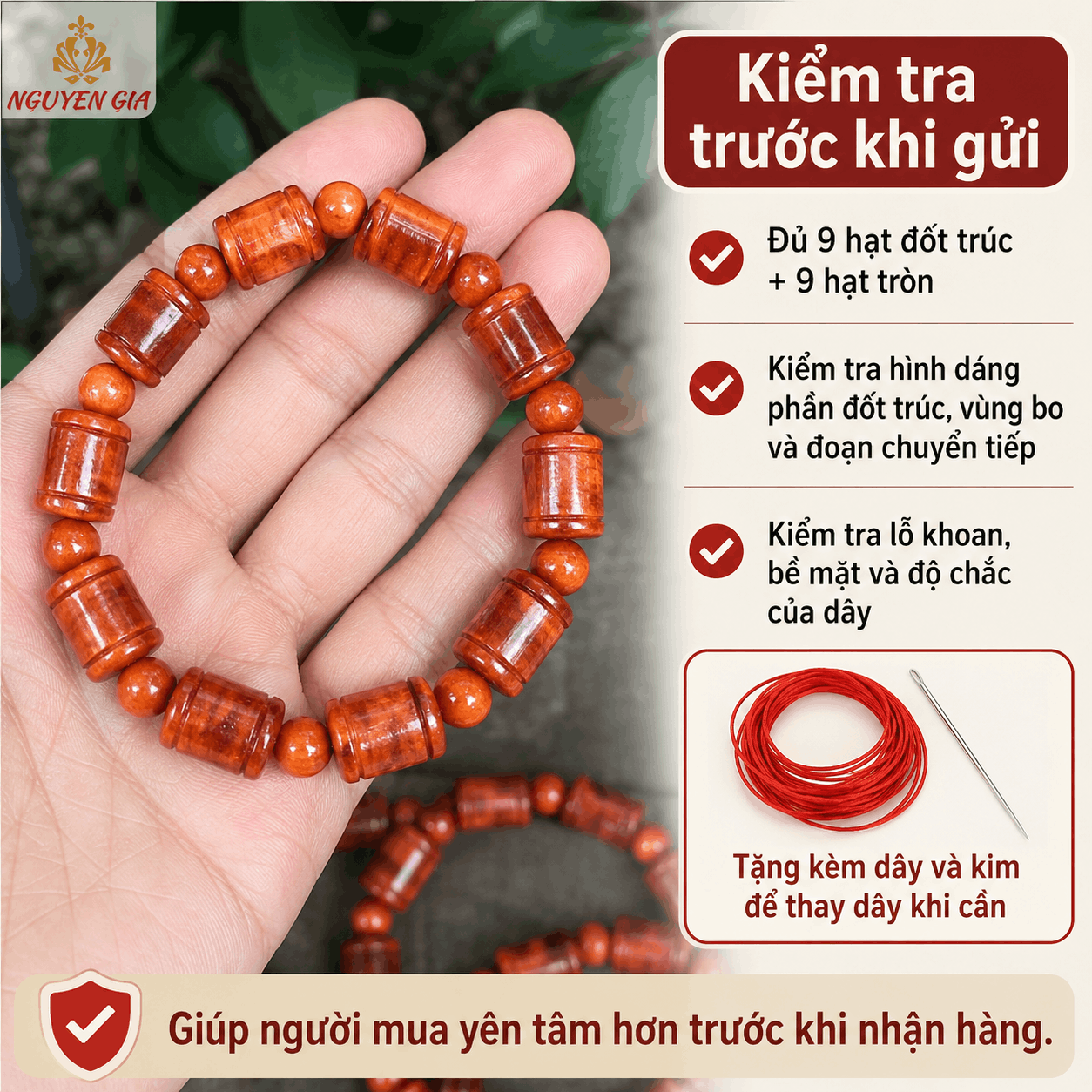 Vòng Huyết Long Đốt Trúc 12 Ly Xen Hạt Tròn 8 Ly