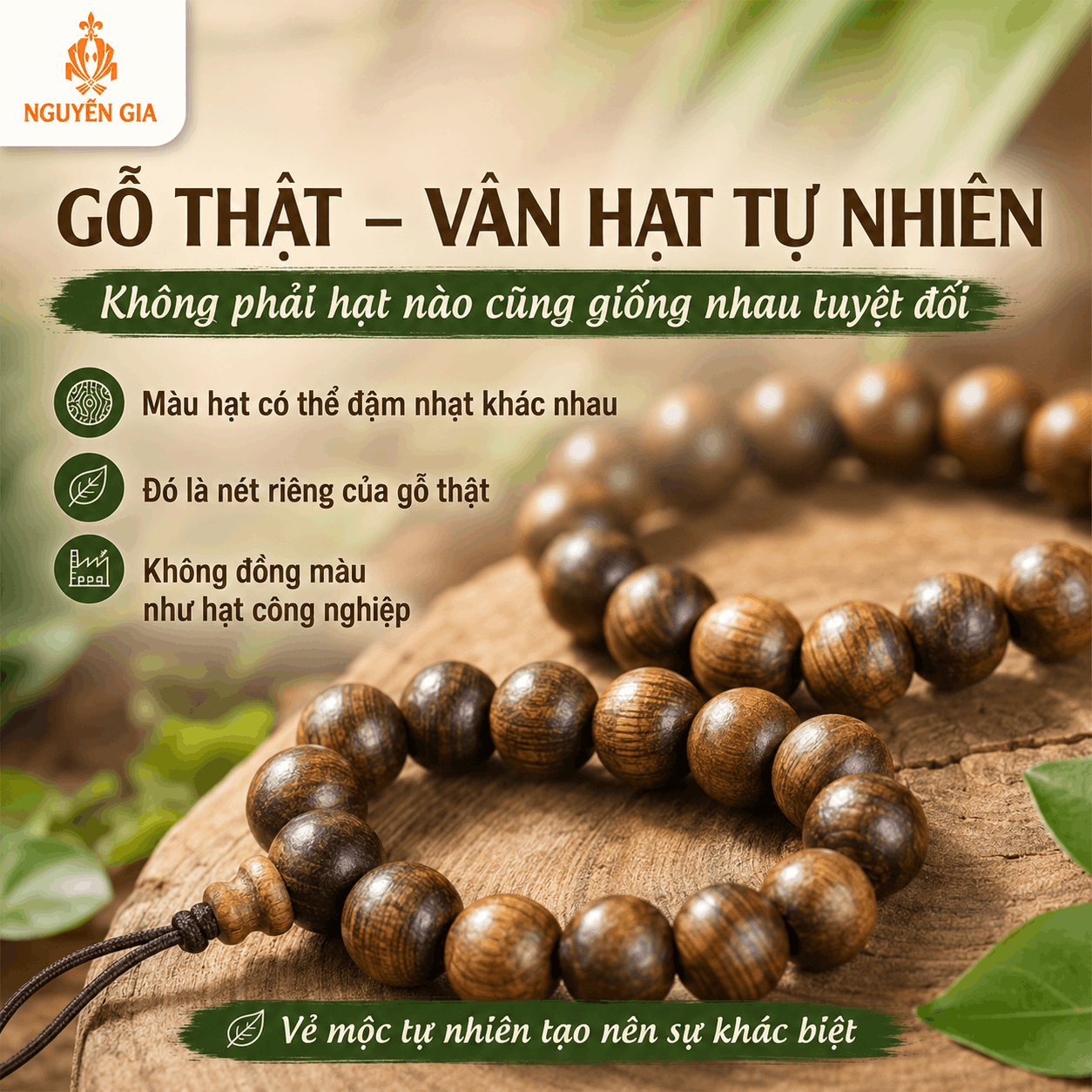 Vòng Tay Gỗ Bách Xanh 10 Ly Cỡ Vừa, Dễ Đeo