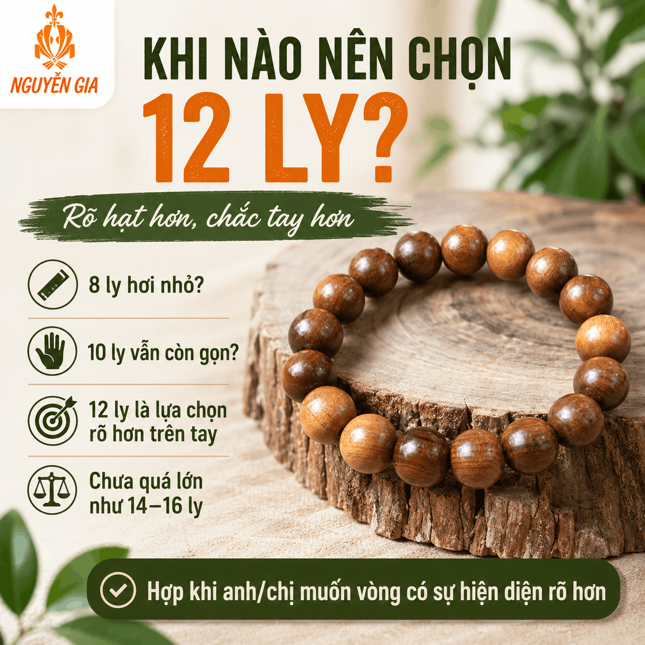 Vòng Tay Gỗ Bách Xanh 12 Ly Rõ Hạt, Chắc Tay