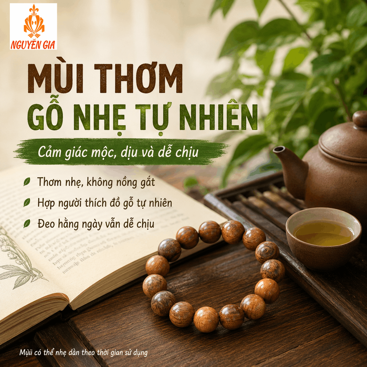 Vòng Tay Gỗ Bách Xanh 12 Ly Rõ Hạt, Chắc Tay