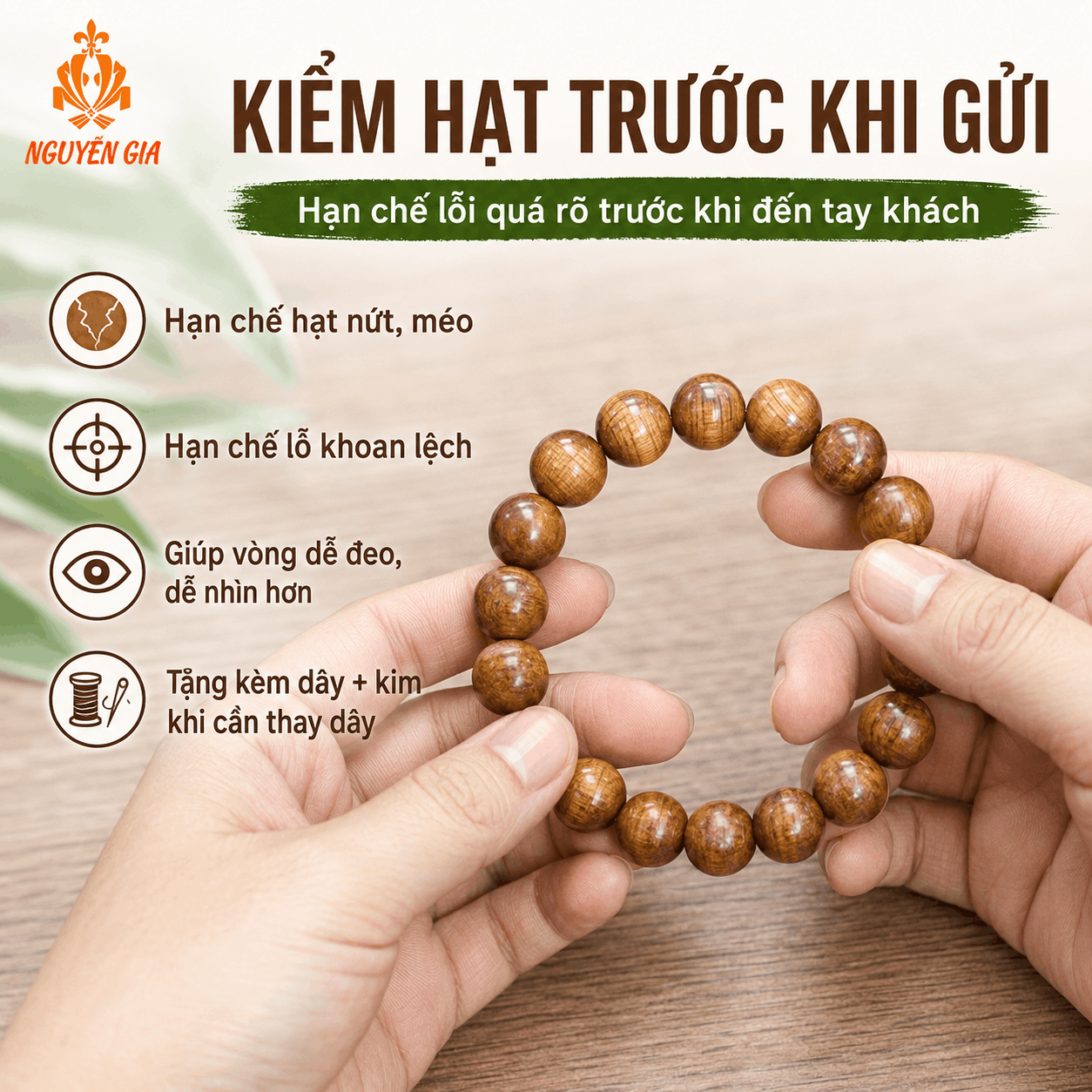 Vòng Tay Gỗ Bách Xanh 12 Ly Rõ Hạt, Chắc Tay