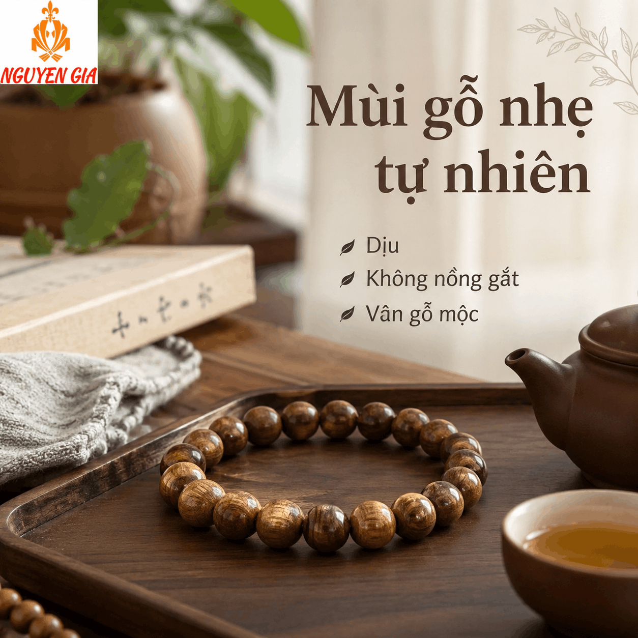 Vòng Tay Gỗ Bách Xanh 8 Ly Nhỏ Gọn, Thơm Nhẹ