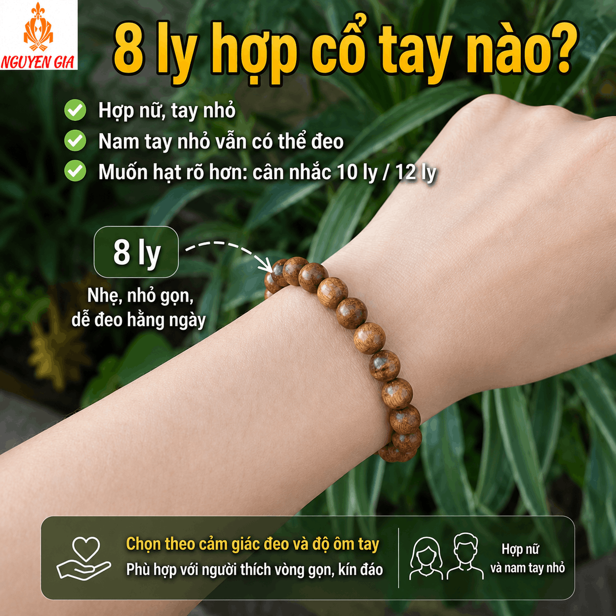 Vòng Tay Gỗ Bách Xanh 8 Ly Nhỏ Gọn, Thơm Nhẹ