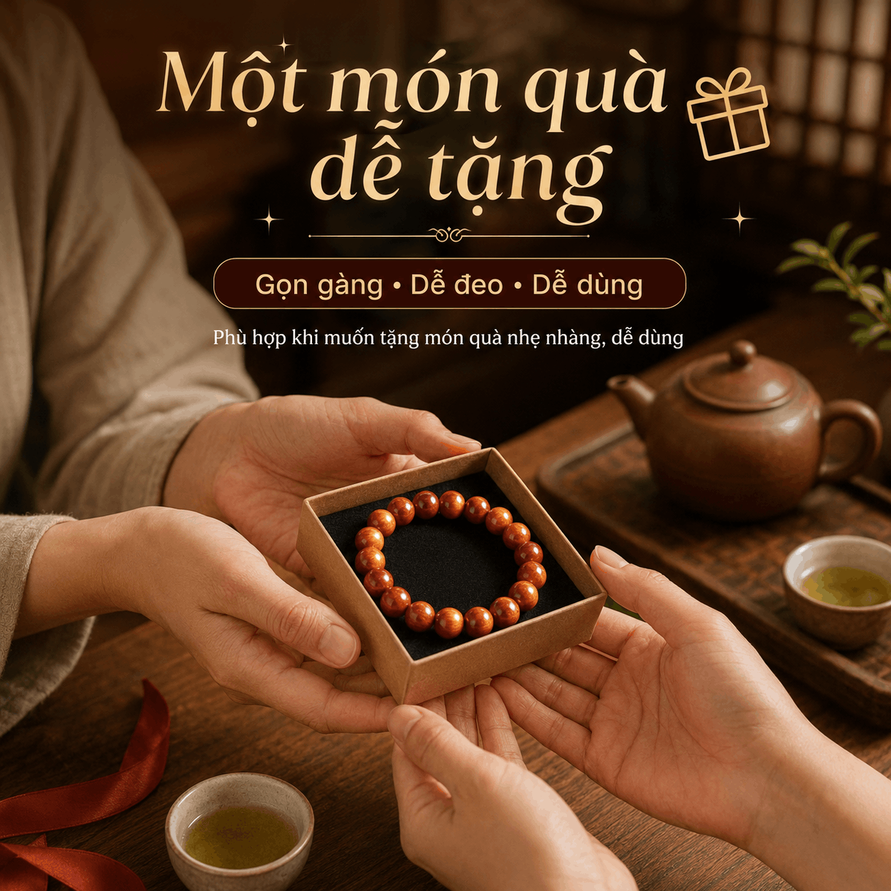 Vòng Tay Gỗ Huyết Long 10 Ly Cỡ Phổ Thông, Dễ Đeo