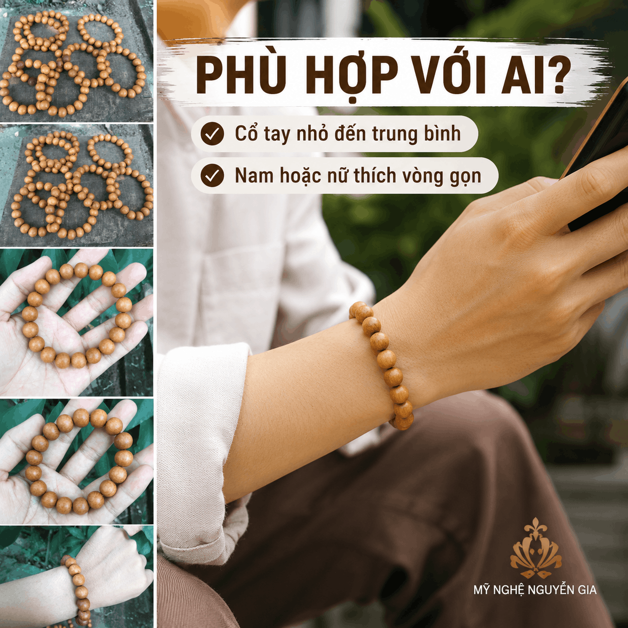 Vòng Tay Gỗ Ngọc Am 12 Ly Gọn, Dễ Đeo Hằng Ngày