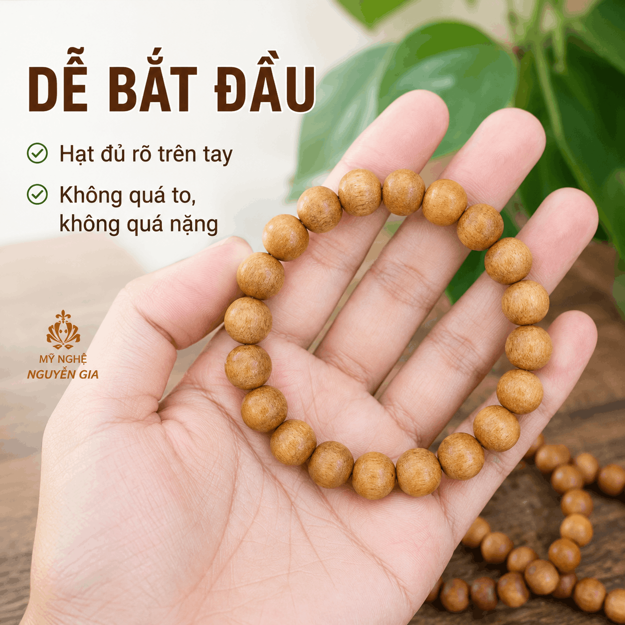 Vòng Tay Gỗ Ngọc Am 12 Ly Gọn, Dễ Đeo Hằng Ngày