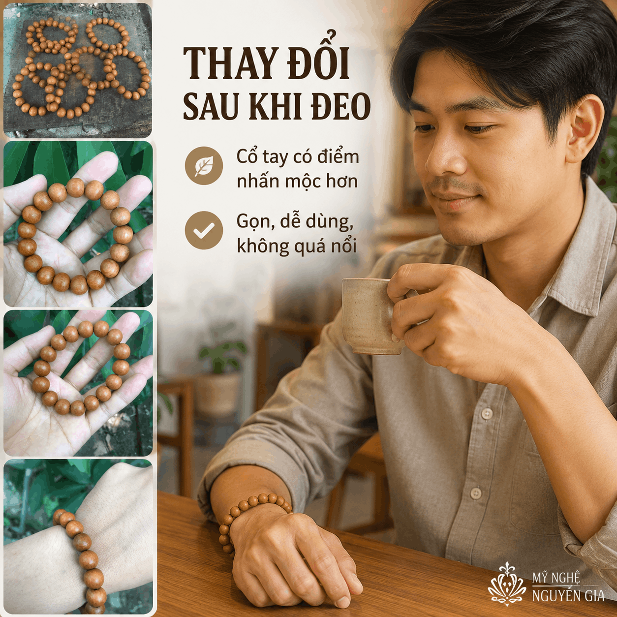 Vòng Tay Gỗ Ngọc Am 12 Ly Gọn, Dễ Đeo Hằng Ngày