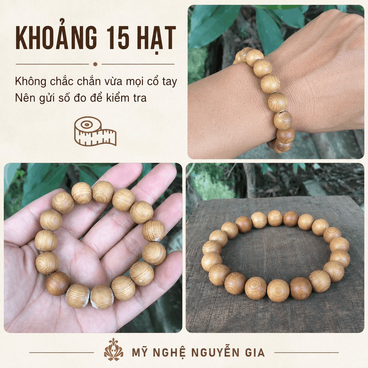 Vòng Tay Gỗ Ngọc Am 14 Ly Hạt Lớn Vừa, Nổi Rõ Trên Tay