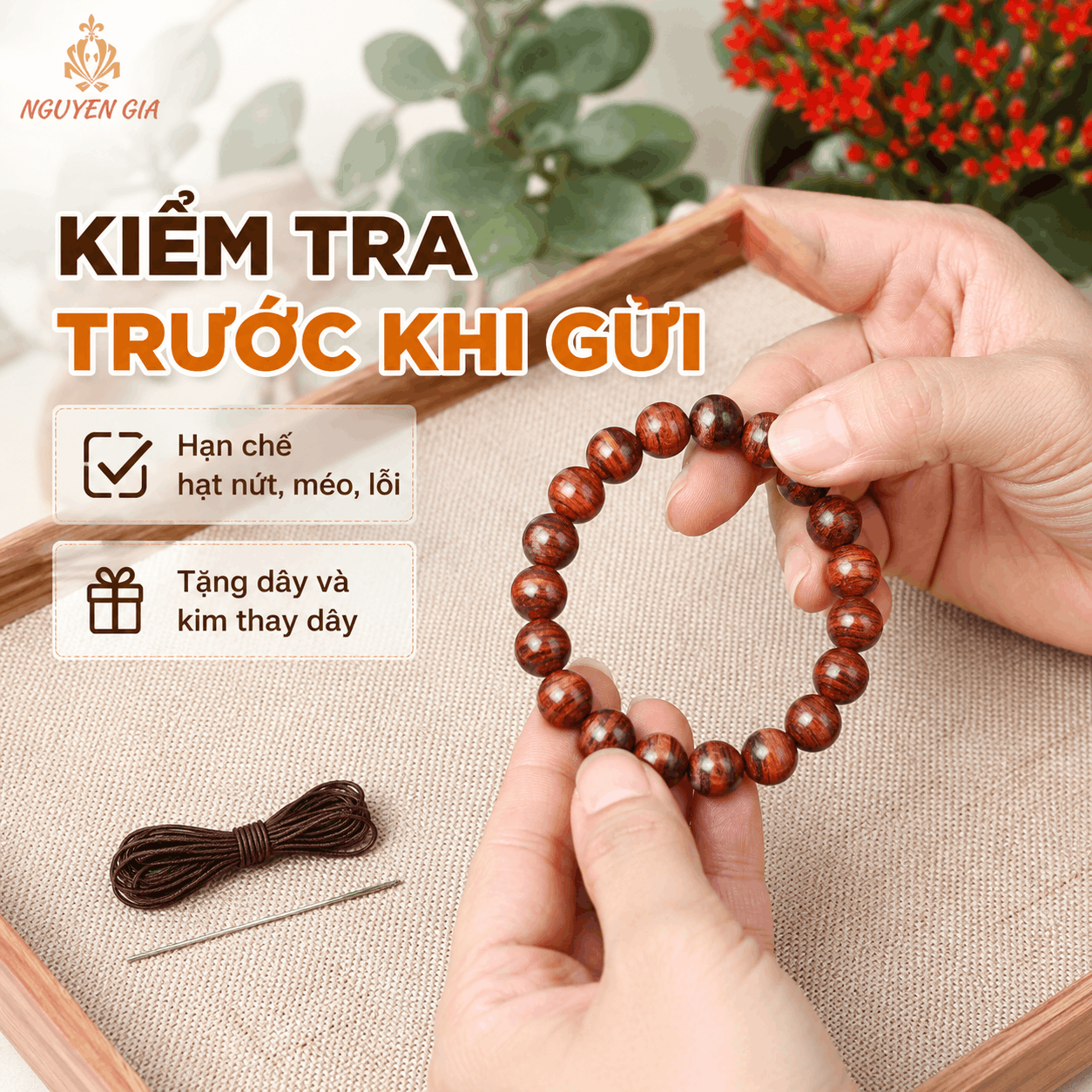 Vòng Tay Gỗ Sưa Lào 10 Ly Hạt Tròn, Gọn Dễ Đeo
