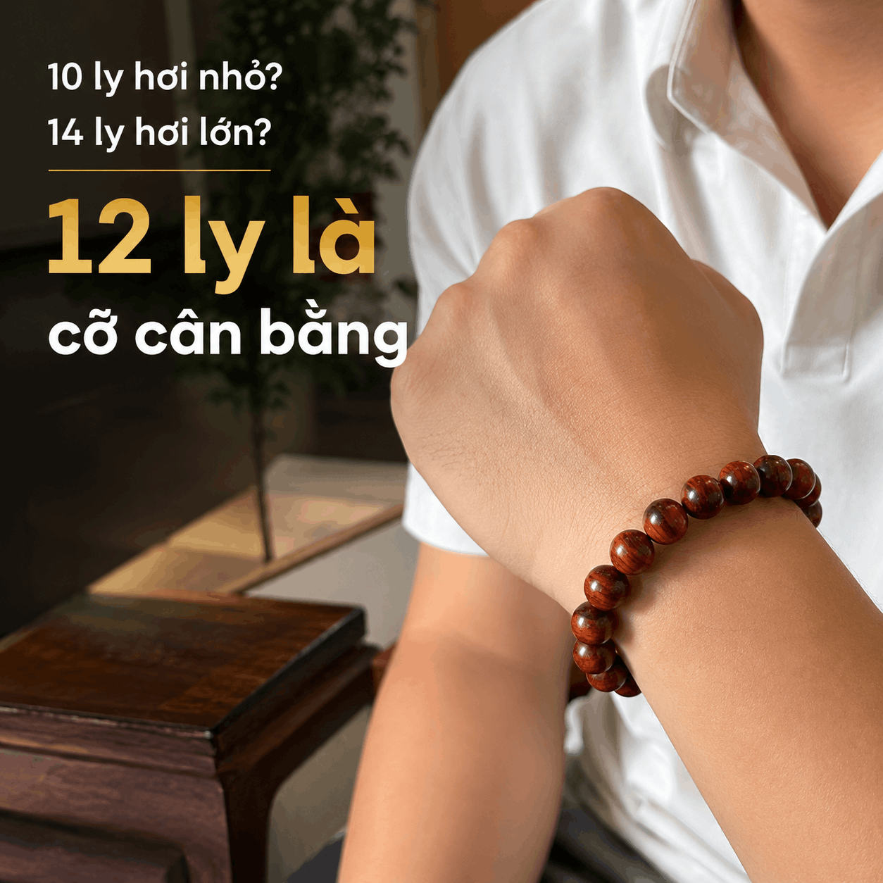 Vòng Tay Gỗ Sưa Lào 12 Ly Hạt Tròn, Cân Bằng Dễ Chọn