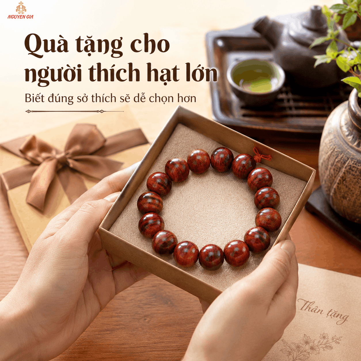 Vòng Tay Gỗ Sưa Lào 14 Ly Hạt Tròn, Nổi Bật Trên Tay