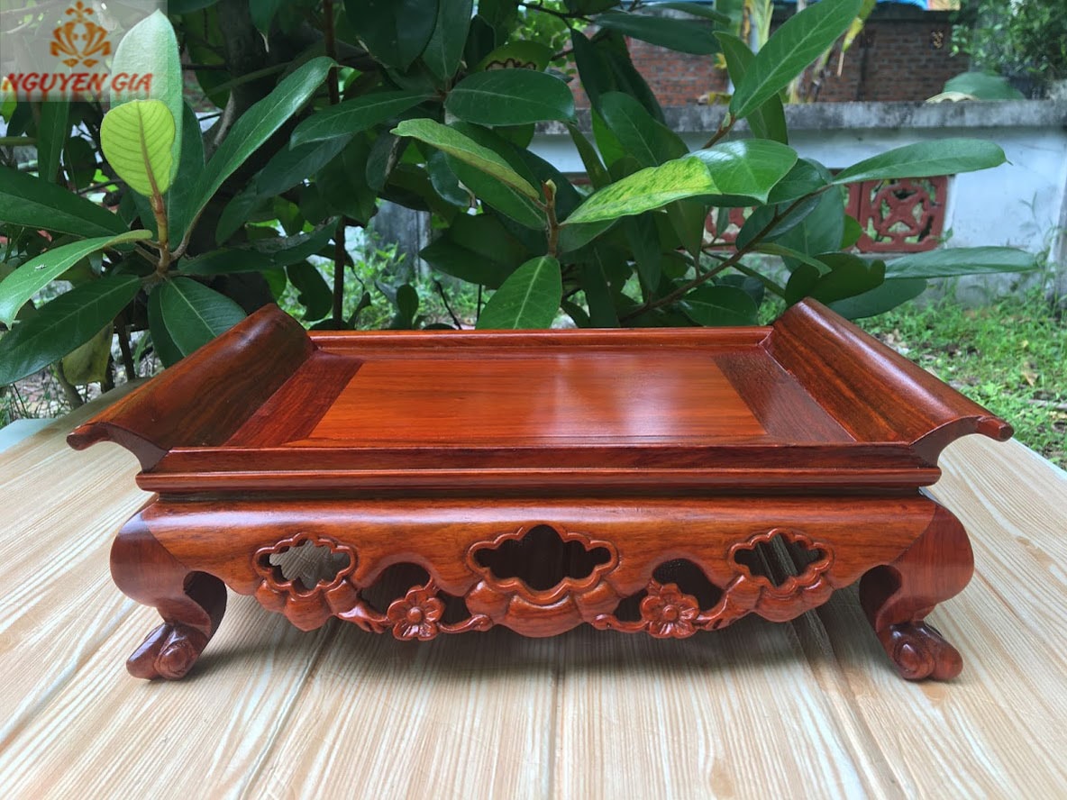 Khay trà gỗ mẫu cuốn thư hoa mai gỗ Hương