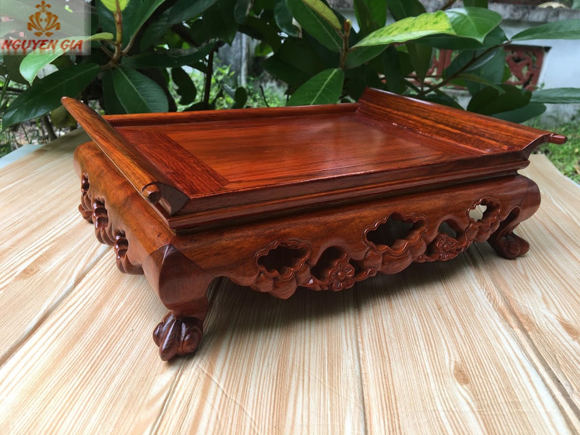 Khay trà gỗ mẫu cuốn thư hoa mai gỗ Hương