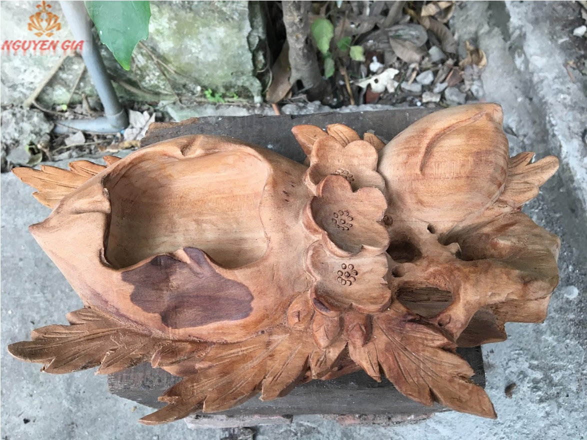 Gạt tàn thuốc mẫu trái đào gỗ Ngọc Am thơm mát KT30x18