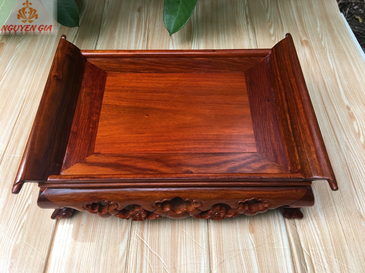 Khay trà gỗ mẫu cuốn thư hoa mai gỗ Hương