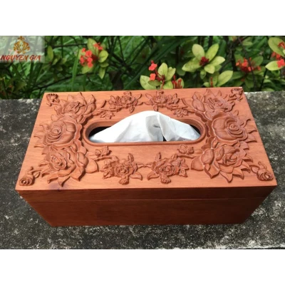 Hộp đựng khăn giấy hoa hồng