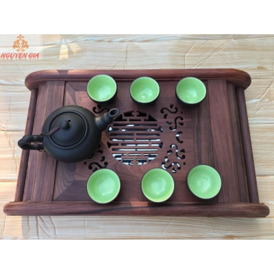 Khay trà cuốn gỗ cẩm cao cấp (Mộc) (không bao gồm phụ kiện và ấm chén)