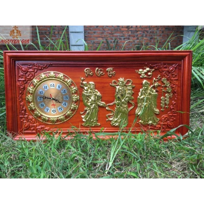 Đồng hồ treo tường Phúc Lộc Thọ bằng gỗ hương