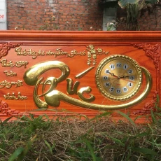 Đồng hồ treo tường chữ Phúc bằng gỗ hương