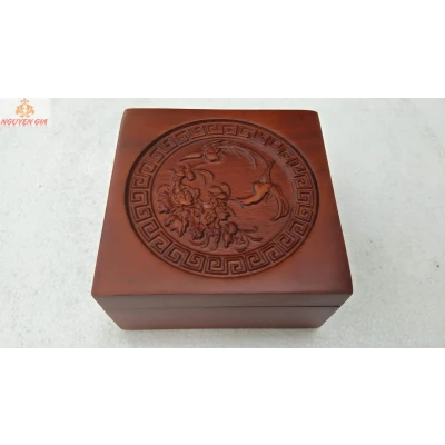 Hộp đựng vòng trang sức đôi chim bên vườn hồng gỗ Hương