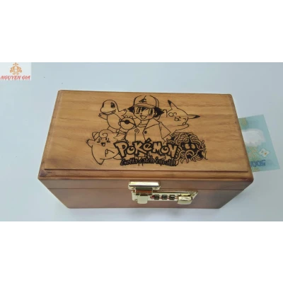 Hộp Đựng Tiền Có Mật Khẩu bằng gỗ mẫu Pokemon