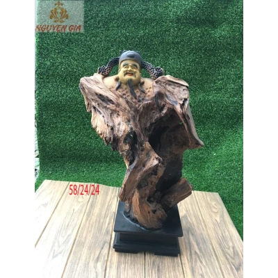 Tượng ông thần tài gỗ lũa Bách Xanh MS01