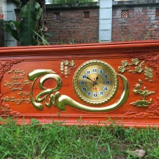 Đồng hồ treo tường chữ Tâm bằng gỗ Hương (Cỡ Lớn)