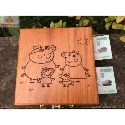 Hộp đựng tiền tiết kiệm 2 ngăn mẫu gia đình heo Peppa (Size lớn)