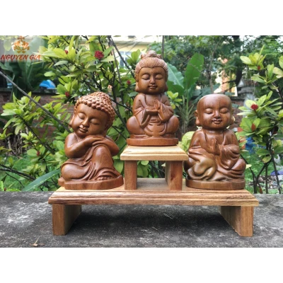 Bộ tượng tam thiền gỗ Bách Xanh