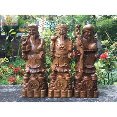 Tượng tam đa – phúc lộc thọ gỗ Bách Xanh cao 40