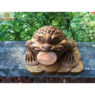 Cóc ngậm tiền (thiềm thừ) bằng gỗ Ngọc Am KT 30x30x20