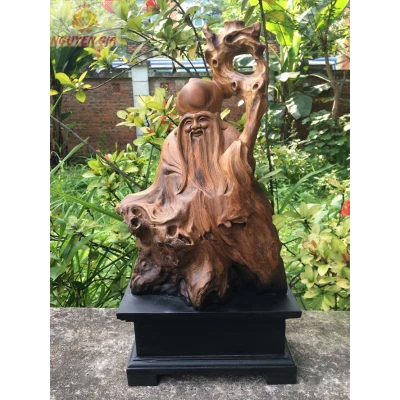 Tượng ông thọ gỗ lũa Bách Xanh KT 51x25x11