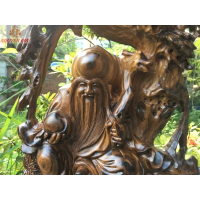Tượng ông thọ gỗ lũa Bách Xanh KT 54x39x16
