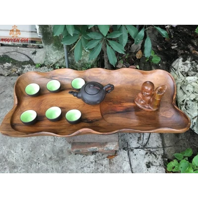 Khay trà gỗ Bách Xanh mẫu Lá Sen KT63x30 (không bao gồm phụ kiện và ấm chén)