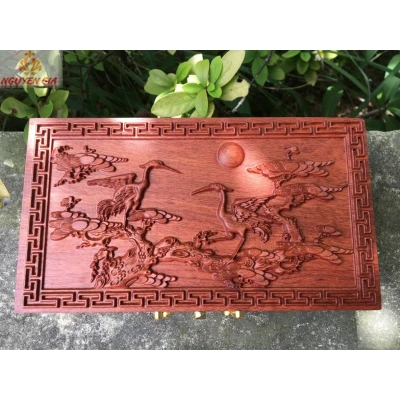 Hộp đựng đồ trang điểm bằng gỗ song hạc