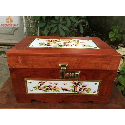 Hộp đựng trang sức, mỹ phẩm 2 tầng mẫu Tâm Tài Lộc Phúc Đức