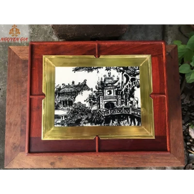 Hộp đựng trang sức, mỹ phẩm, vật dụng cá nhân mẫu đền Ngọc Sơn gỗ Hương