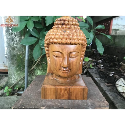 Diện phật gỗ Bách Xanh cao 20 cm