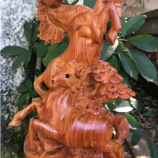 Tượng ngựa gỗ phong thủy song mã uyên ương phú quý