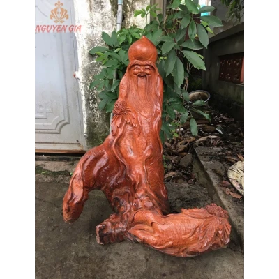 Tượng ông thọ nhân sâm gỗ Hương  KT70x60x40
