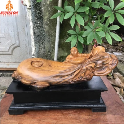 Tượng bao tiền nhất phúc gỗ Bách Xanh thơm mát giúp chiêu tài chiêu lộc